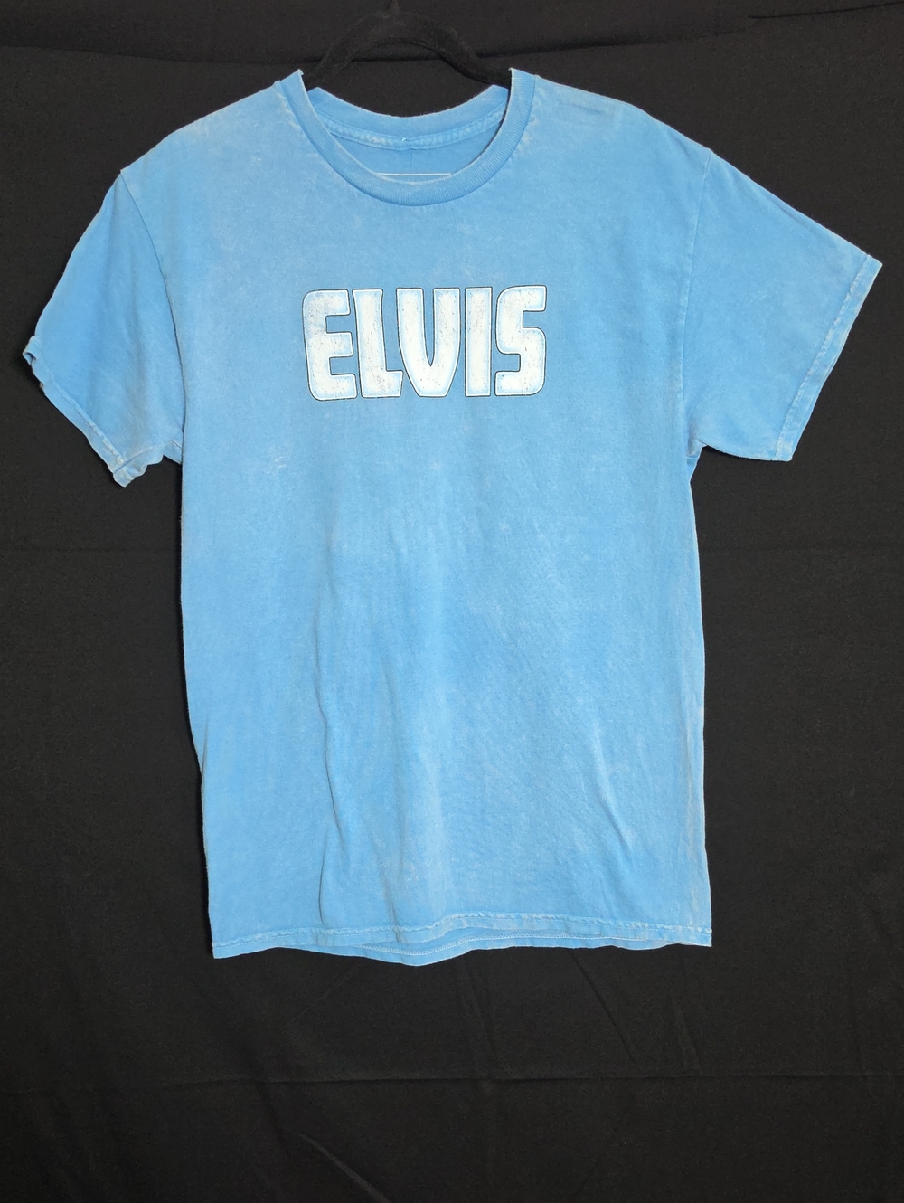 ELVIS Logo Crewneck Tee - 100% Cotton Light Blue Men's Short Sleeve Shirt